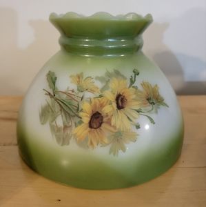 Vintage 1950s Hand Painted Faisy Flowers Kerosene Lamp Shade